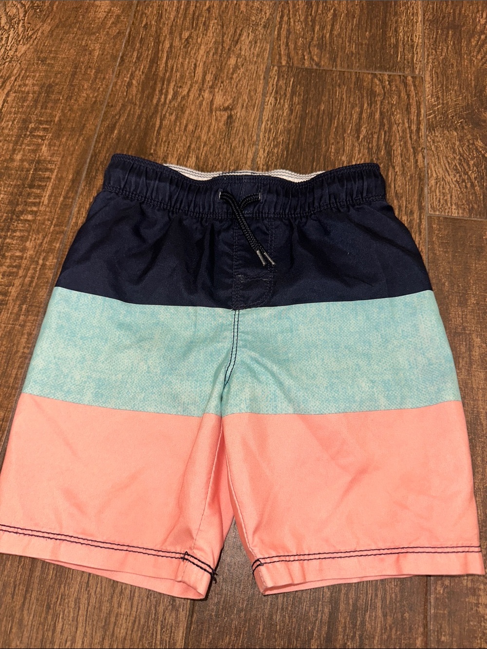 Old Navy Boys Colorblock Swim Trunks - Navy, Aqua, Coral